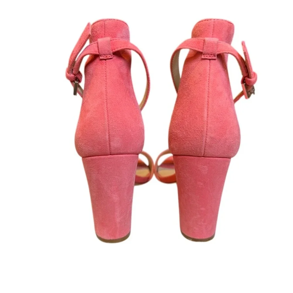Vince Camuto Pink Heels Block Sandal Suede Strap Dressy Summer Formal Barbiecore - Picture 3 of 8